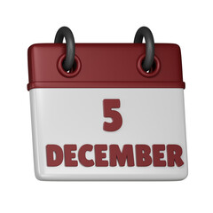 5 December Calendar 3d icon