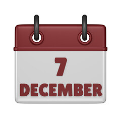 7 December Calendar 3d icon