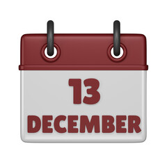 13 December Calendar 3d icon