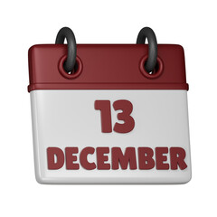 13 December Calendar 3d icon