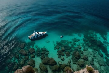 Fototapeta premium Blue green surface of the ocean in Catalina Island.
