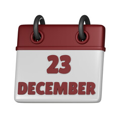 23 December Calendar 3d icon