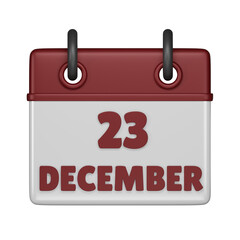 23 December Calendar 3d icon