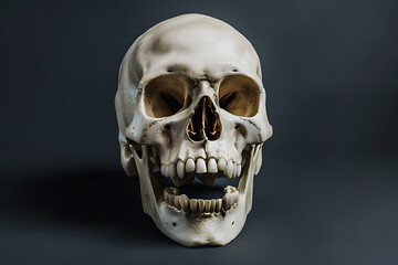 Obraz premium human skull with wide open mouth on black background 3d rendering