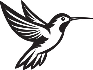 vector line art of abstract colorful hummingbird, colibri wall art design, minimal bird line logo icon illustration isolated on white background