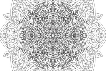 Mandala Coloring relaxation and meditation page for kids and adults. Circular pattern mandala. Decorative Oriental and Arabic ornament ethnic style Hand draw Line art coloring page Vector illustration