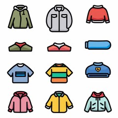Dirty clothes pile flat icon. Doodle laundry day pile minimal symbol. Crumpled apparel garment heap