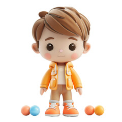 Sweet clay girl with pink hat, sketching with chalk, full body, facing front, tiny round black eyes, soft pastels, colorful 3D figure, Blender 3D, kawaii