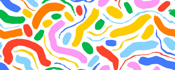 Fun colorful line doodle seamless pattern.