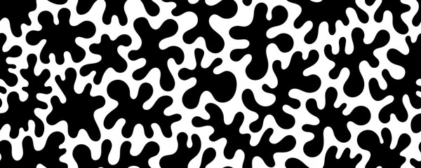 Irregular organic vector shapes seamless pattern. Free forms seamless banner design. Matisse style leaves or corals. Modern abstract background with spotty liquid forms. Abstract cloud shapes.