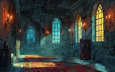 Medieval Era Castle cartoon Background Interior Exterior 