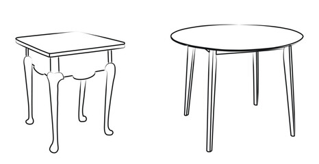 Tables outline, silhouette sketch, front view