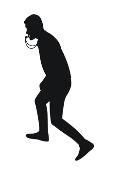 recommend clip art: Referee during the game, blowing the whistle, black silhouette