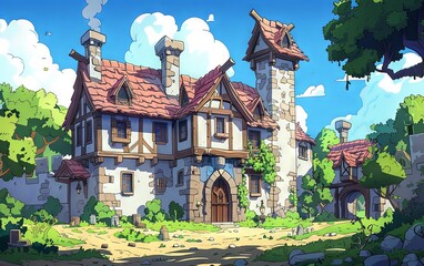 Medieval Era Castle cartoon Background Interior Exterior 