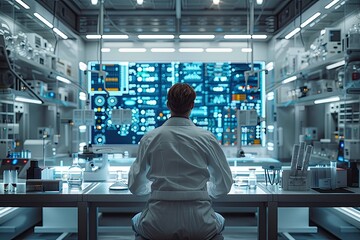 Obraz premium Scientist conducting experiments in a lab