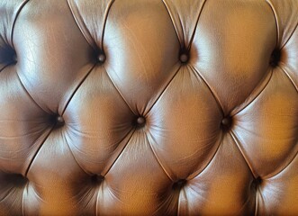 Naklejka premium Background view of an elegant leather Chesterfield sofa, isolated on white background.