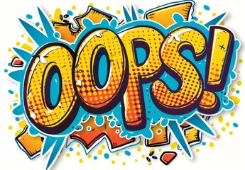 Colorful comic style Oops text with vibrant pop art design and dynamic expression