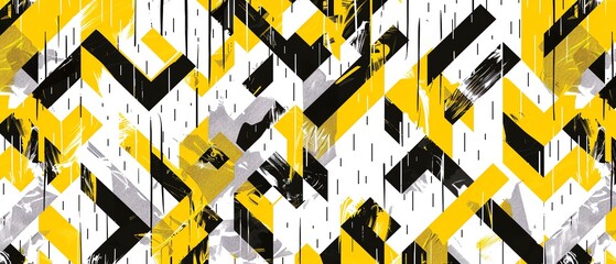 Yellow and Black Lightning Bolt Pattern on White Background