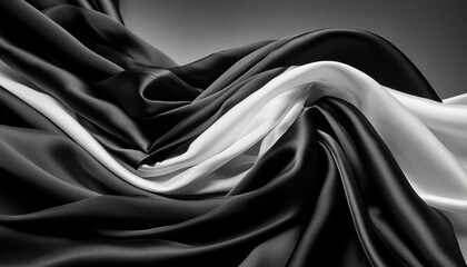 Fototapeta premium Elegant abstract black and white fabric flow