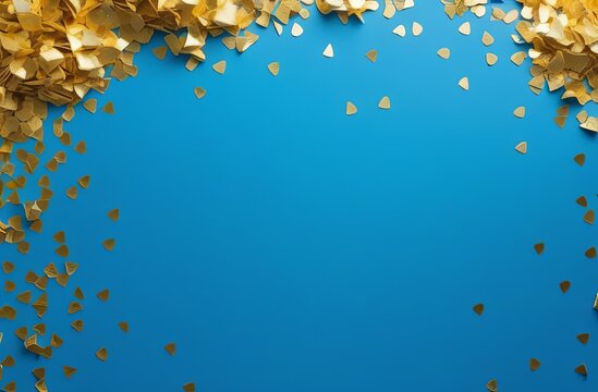 abstract blue background with gold confetti