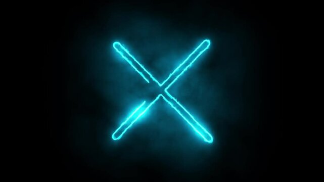 Neon Glowing  X Mark Icon Animation | Black Background | Bright  Neon Effect 