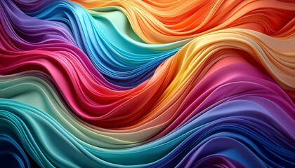 Obraz premium Vibrant fabric waves in an array of colors