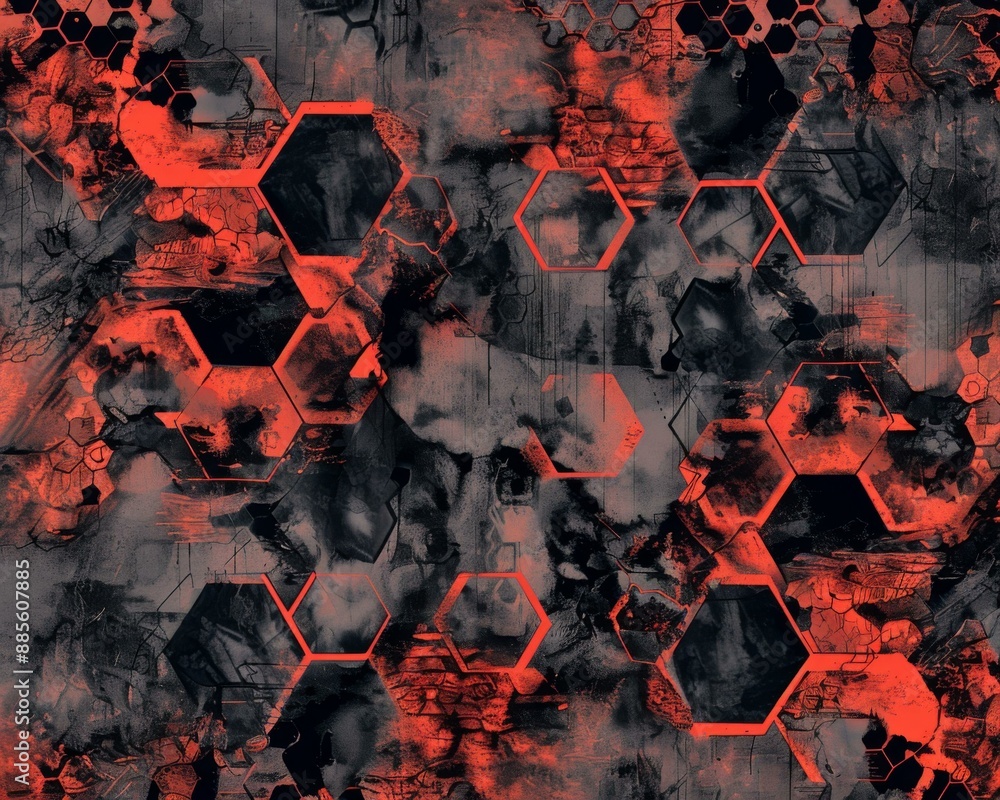 Poster a large abstract pattern with red and black colors. ai.