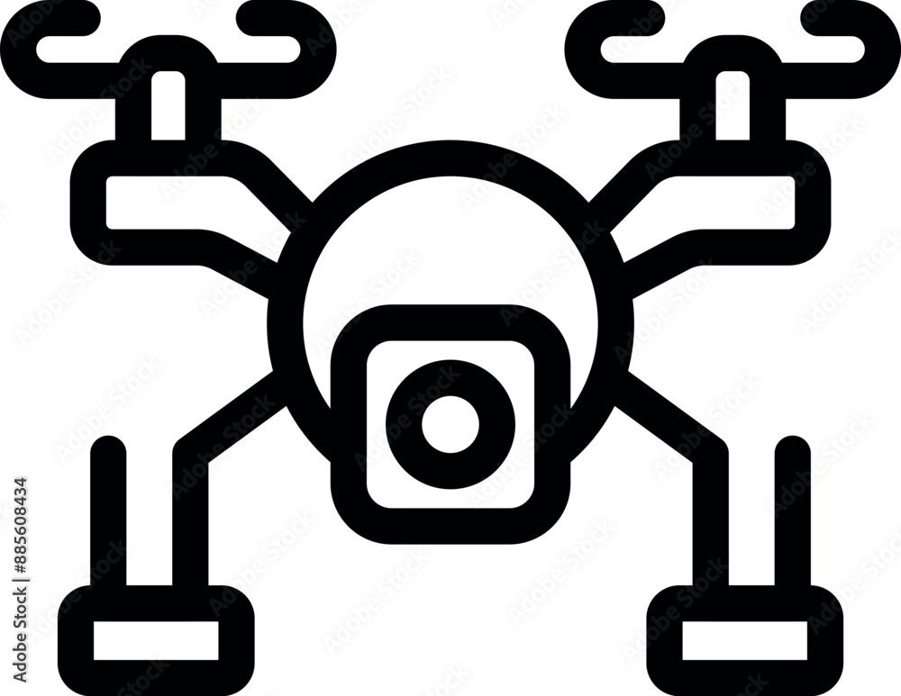 Poster simple icon of a drone with a camera, ideal for representing concepts like aerial photography and vi