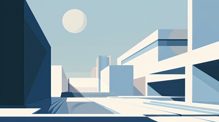 Modern architecture building. Minimalist abstract geometric of urban landscape.