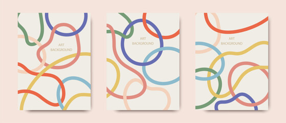 Set of abstract brochure cover templates. Colorful geometric background.