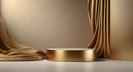 Gold podium background award elegant light premium product cosmetic brown 3d sale. Podium design gold template background showcase line beauty golden abstract white texture mockup banner glitter wave