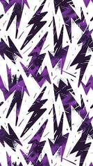 Purple and Black Lightning Bolt Pattern on White Background, Electric, Grunge, and Abstract Design