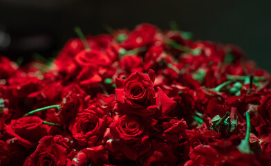 Red rose flower stack in the market