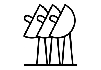 Icono negro de antena parabólica en fondo blanco