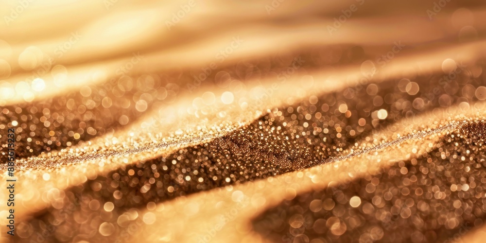 Poster abstract close-up of sparkling golden glitter. generative ai