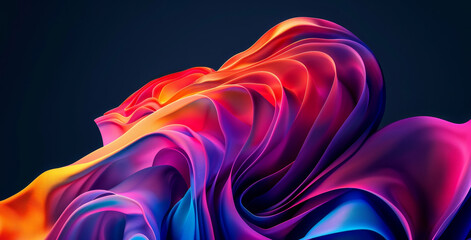 Abstract fluid colorful background with a wavy sculptural form, 3D rendering illustration