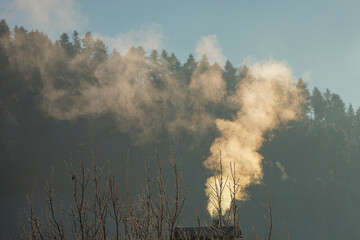 Chimney with smoke