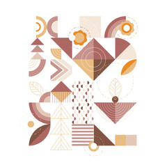 Geometric modern pattern full of shapes and forms eart colors