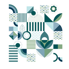 Geometric modern pattern full of shapes and forms marine