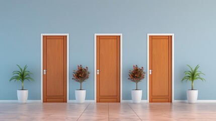 Two doors with one blue and one orange