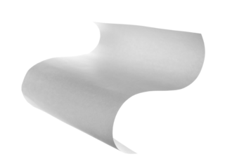 White paper flying, sheet falls and twists isolated on white, clipping path