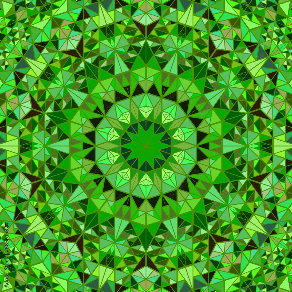 Aufkleber polygonal radial tiled mosaic mandala background - abstract colorful hypnotic circular vector design