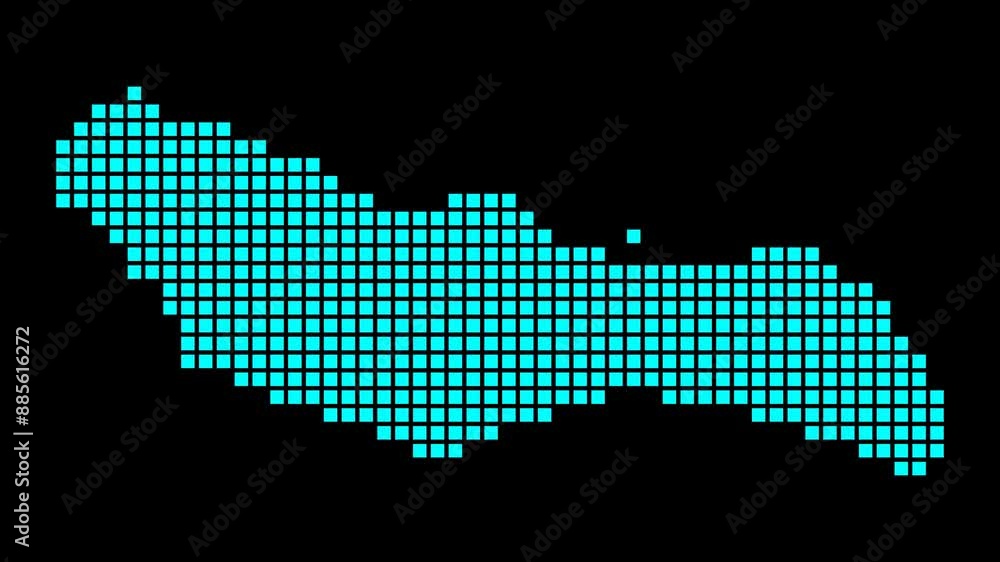Poster saona island digital map. map of saona island in a dotted style. border shape filled with rectangles