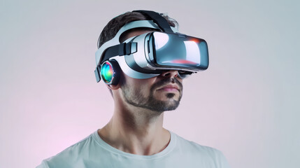 Man Wearing Virtual Glasses