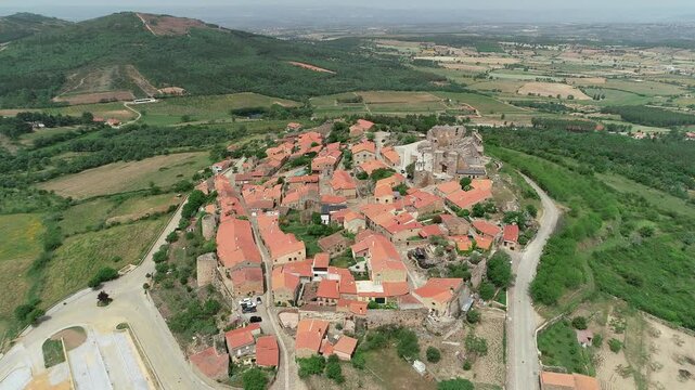 Aerial view of Castelo Rodrigo, a fortfied medieval town, onde of the 12 Historic Villages of Portugal