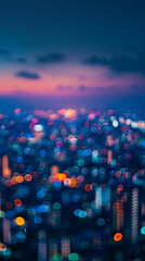 Blurred bokeh of city at night from hight view angle