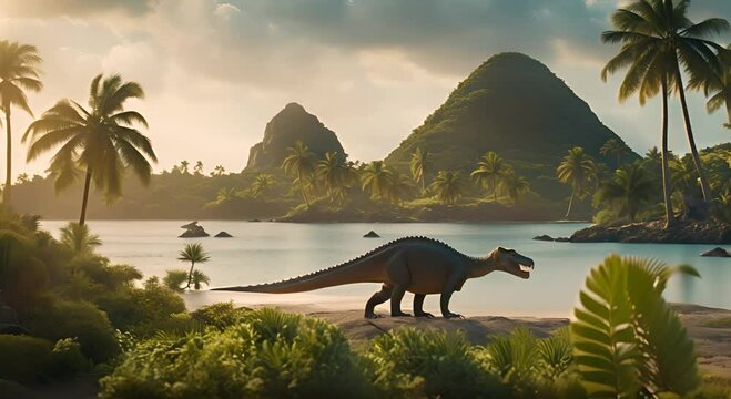 Dinosaurs on an island.