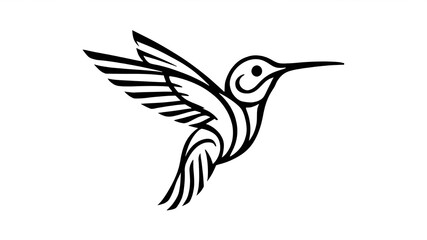 Fototapeta premium black vector illustration of a modern, minimalist logo featuring a humming bird.