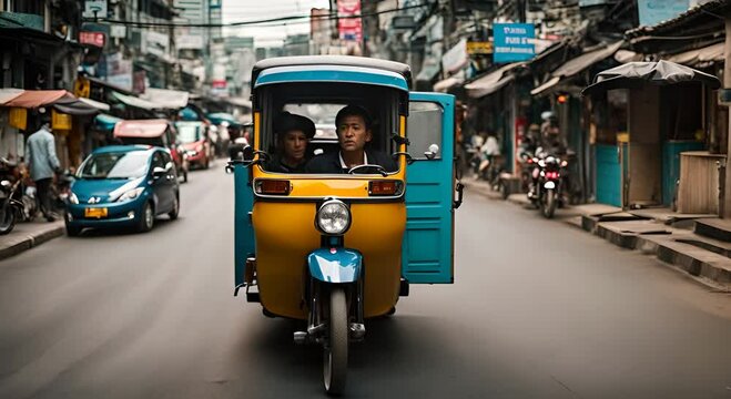 Tuk tuk driver in Asia.