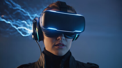 Woman Wearing Virtual Reality Headset